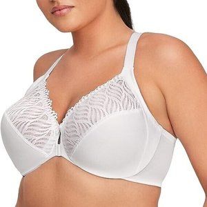 Glamorise Plus Size Front-Close T-Back Wonderwire Underwire #1246 White 36H US